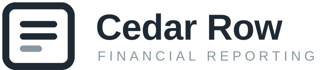 Cedar Row Financial Reporting logo with document icon