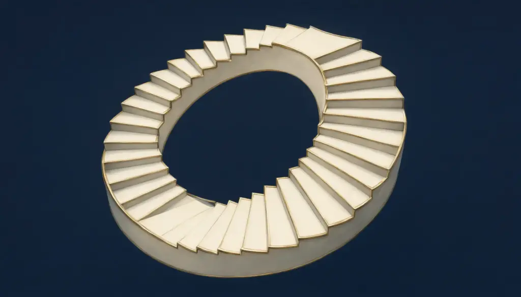 Conceptual circular staircase illustrating the rhythm of recurring bookkeeping services