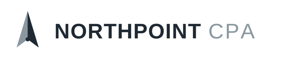 Northpoint CPA logo with a charcoal compass arrow pointing north and company name in dark text
